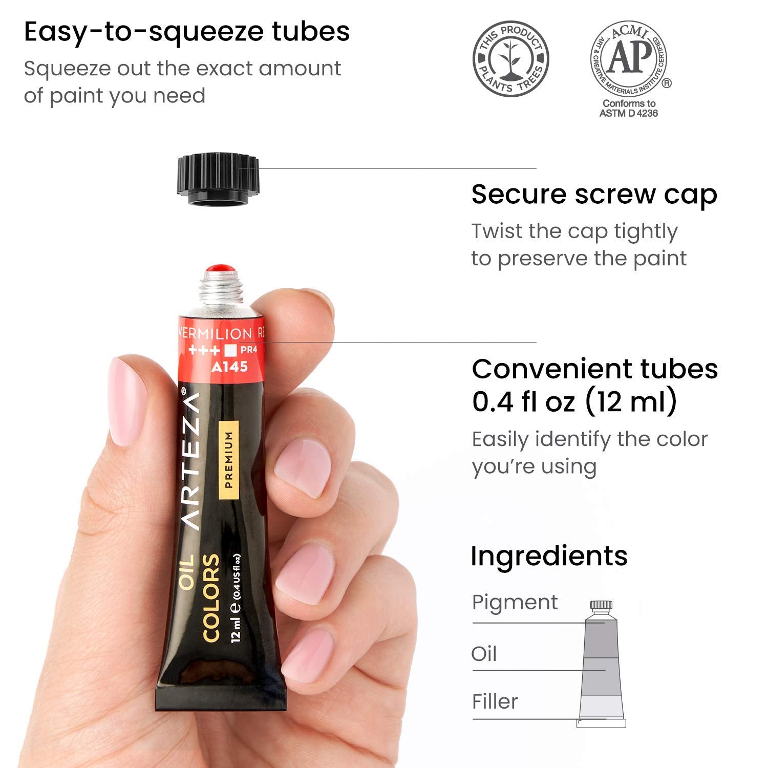ARTEZA Oil Paint, Set of 24 Colors/Tubes (24x12ml/0.4oz) with Storage Box, Rich Pigments, Vibrant, Non Toxic Paints